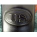Handmade Leather Bound 6oz Flask US Logo  Design in Black